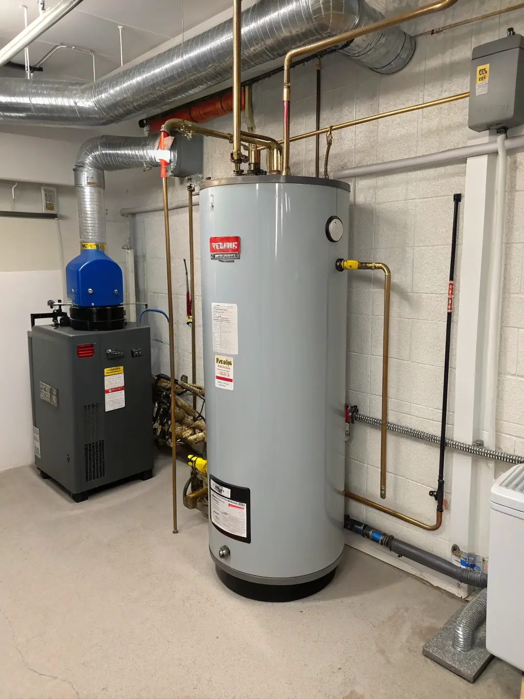 A close-up of a newly installed, high-efficiency water heater, showcasing Fresh Flow Florida's commitment to modern plumbing solutions.